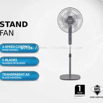 Elba 16" Stand Fan ESF-S1669(GR) - 5 Blades (16 inches/50W)