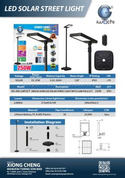 IWACHI 250W LED SOLAR STREET LIGHT 2.6M WITH POLE