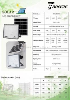 BREEZE LED SOLAR FLOOD LIGHT IP65 (12HOURS)