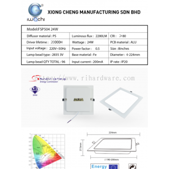 IWACHI 8" 24W SQ LED SLIM PANEL LIGHT