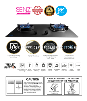 Authorize Dealer  SENZ CRISTAL Anti-Dry Burning Technology Twin Burner Gas Stove