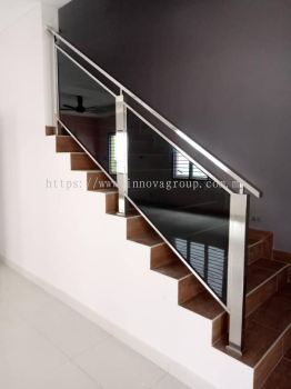 Stainless Steel Handrail with Laminated Glass H003