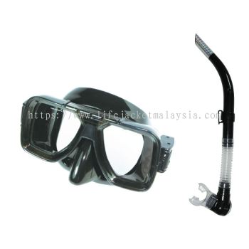 GS01S Full Black Color Snorkelling Dive Mask | Warna Hitam Topeng Snorkelling