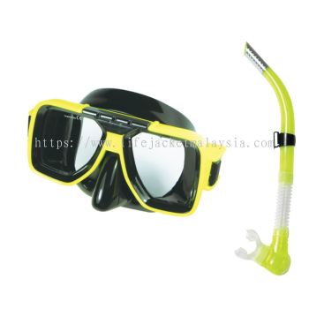 GS01S Full Yellow Color Snorkelling Dive Mask | Warna Kuning Topeng Snorkelling