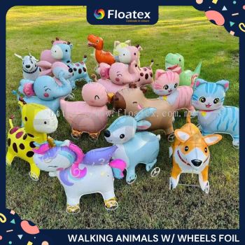 Walking Animal Foil Balloon with wheels standing