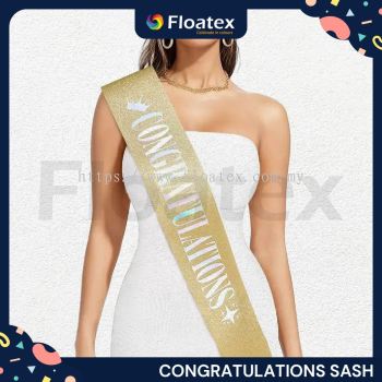 Congratulations Sash Glitter Satin | Graduation | Promotion | Retirement | Party Celebration | Award Ceremony | Event Accessories