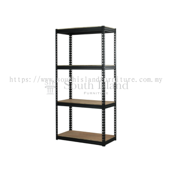 Boltless Rack with 4 Shelves MDF Board (Black)