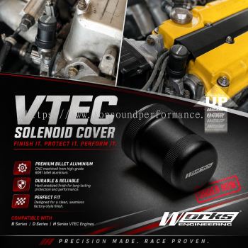 Works Engineering VTEC Solenoid Cover for Honda B16A, B17A, and B18C B Series engines, D15 and D16 VTEC D-Series engine