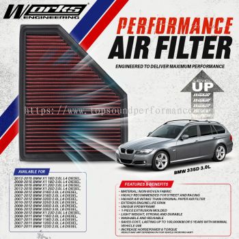 WORKS ENGINEERING Air Filter for BMW 1 Series / 3 Series / X1 2.0 Diesel 2007-2015