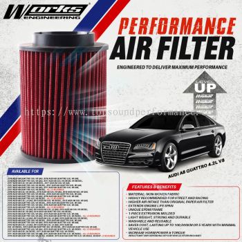 WORKS ENGINEERING Air Filter for AUDI A8 / A8 QUATTRO (2010-2018)(A8 QUATTRO 4.2L V8 NEED 2PCS)