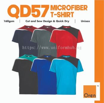 Oren Sport Cut & Sew Design Quick Dry Microfiber T-Shirt Baju Jersi Tshirt Jersey Cool Fit Microfiber Dry Fit QD57