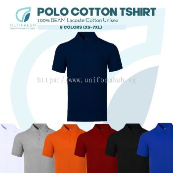 ULTIFRESH Plain Polo T Shirt BEAM Cotton Unisex BPT01