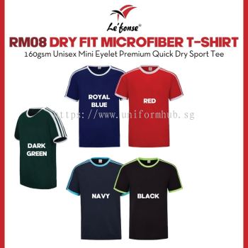 LEFONSE Premium Mini Eyelet Microfiber T-Shirt Unisex Plain Quick Dry Round Neck RM08