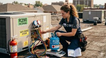 R290 charging process HVAC systems