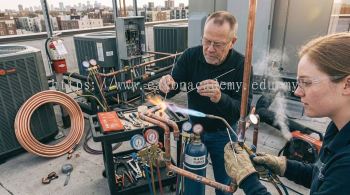 copper pipe brazing air conditioner installation