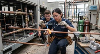 professional HVAC copper tube joining skills