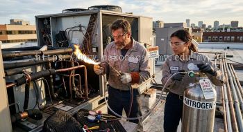 HVAC nitrogen purging during brazing