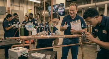 leak-free brazing copper pipes HVAC workshop