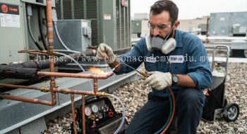 copper line brazing HVAC field installation