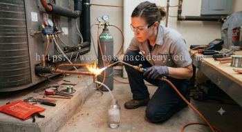HVAC brazing nitrogen flow leak prevention