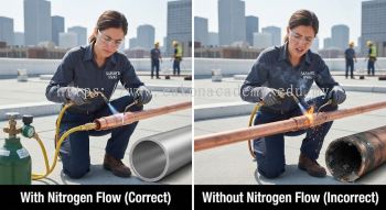 HVAC refrigeration nitrogen flow brazing process