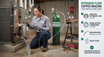 nitrogen flow copper brazing HVAC installation guide