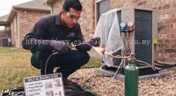 split AC copper line brazing HVAC installation guide