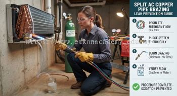split AC copper pipe brazing leak prevention HVAC