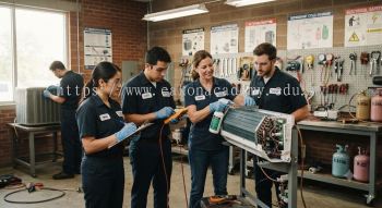 Air conditioner servicing workshop