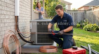 Residential AC piping installation