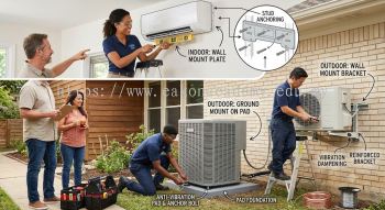 Residential air conditioner mounting techniques