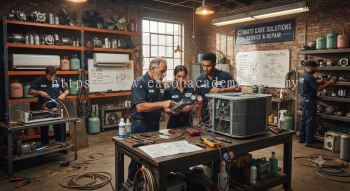 Air conditioning repair and maintenance workshop