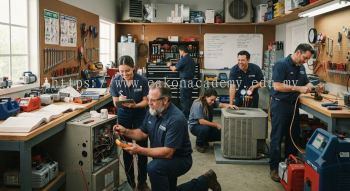 HVAC maintenance and service workshop