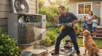 Air conditioning condenser cleaning and servicing