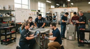 HVAC equipment maintenance workshop