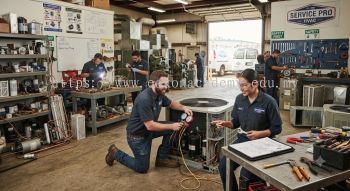 HVAC equipment servicing workshop