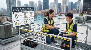 aircon installation accident prevention at height