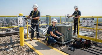 HVAC installation safety procedures at elevated locations