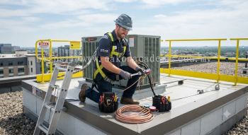 HVAC installation safety at elevated locations