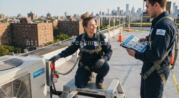 aircon technician safe access maintenance procedures