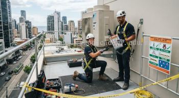 HVAC fall protection for outdoor unit installation