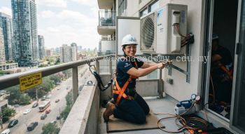 HVAC outdoor condenser installation safety height