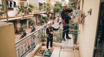 air conditioning installation hazard control at height