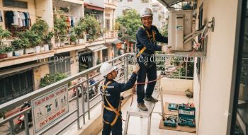 HVAC fall prevention during air conditioning installation