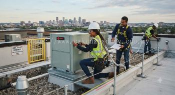 HVAC fall protection accident prevention system