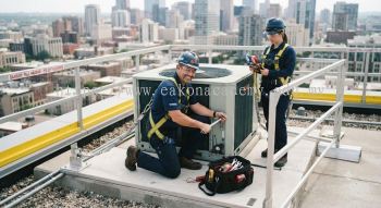 aircon servicing accident prevention at height