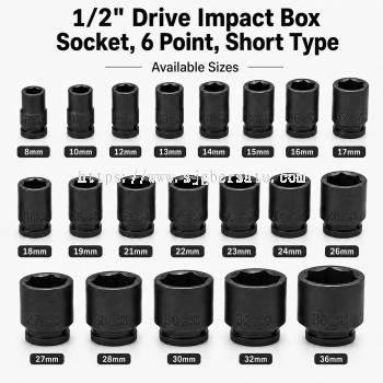 Soket Impak 1/2�� Drive, 6 Segi, Jenis Pendek  TL-SO1B