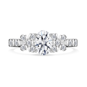 Castiel Precious Rose 18K White Gold Solitaire Pave Diamond Engagement Ring