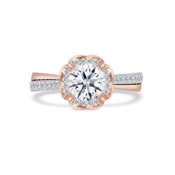 Castiel Secret Heart Duo Tone Halo Pave Engagement Ring