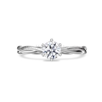 Castiel Twin Vine 18K White Gold Solitaire Engagement Ring